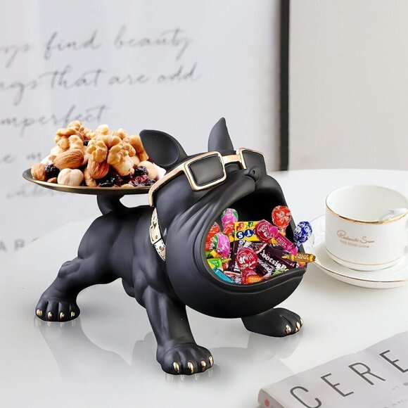 Resin French Bulldog Tray Statue, Bulldog Candy Dish Key Holder Bowl Home Décor - Picture 12 of 12